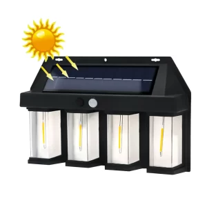 FOCO SOLAR CON SENSOR 4 AMPOLLETAS