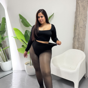 Calza con faja efecto piel
